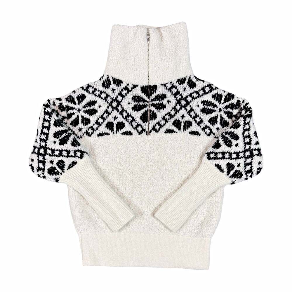 Pilcro Women’s Fair Isle Knit 1/4 Zip Mock Neck Long Sleeve Sweater Size S